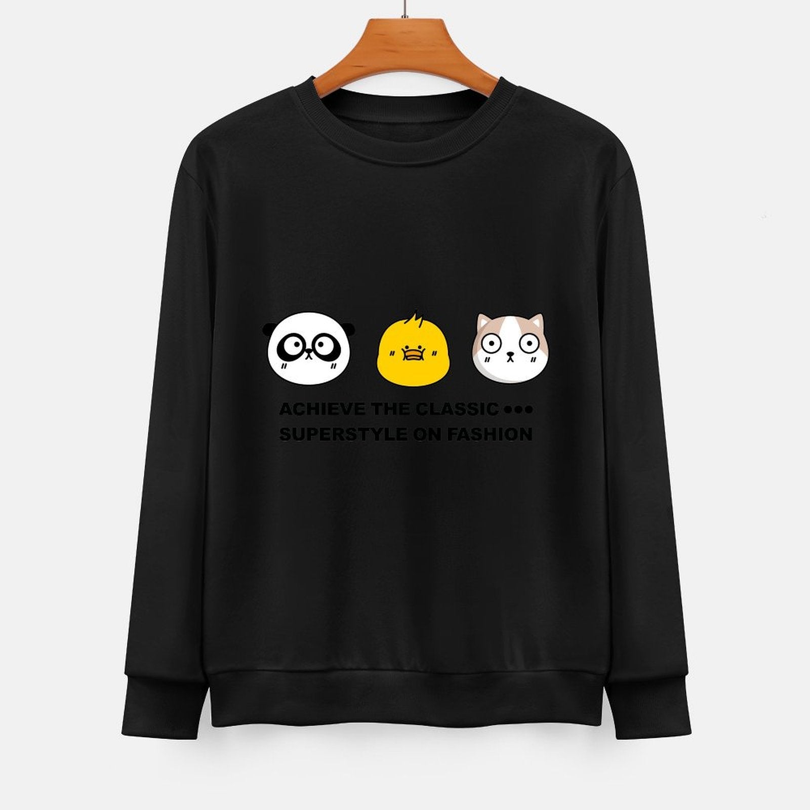 Front Patterned Long Sleeve TopStrong Fade-Resistant